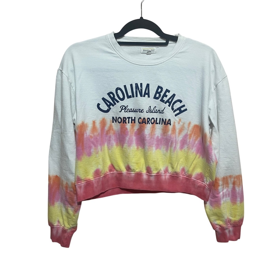 Bloom + Pop Carolina Beach Tie Dye Cropped‎ Sweatshirt Women's M-Cozy Retro